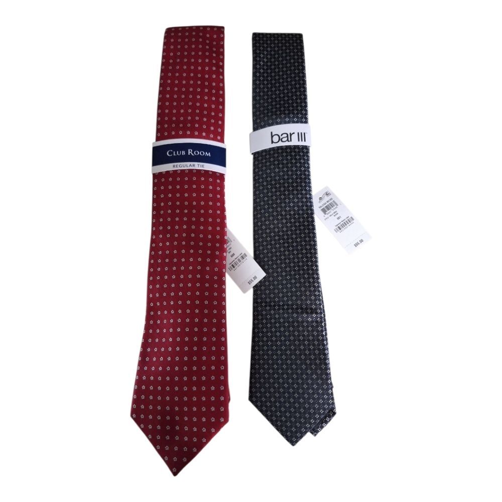 🎁Bar III Black Dotted Tie  & Club Room Red White & Blue Tie Classic Accessories